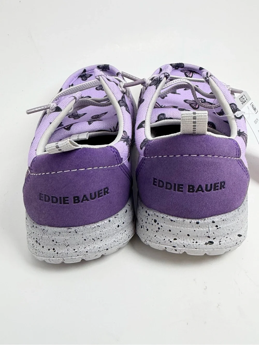 Eddie Bauer Lilac Butterfly Kids Sneakers with Gray Speckled Sole
